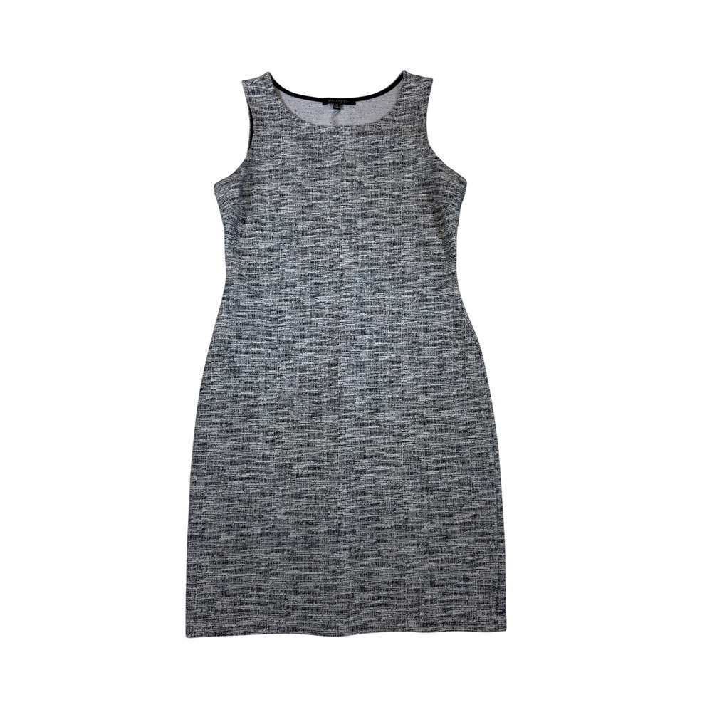 Hailey 23 Womens Sleeveless Textured Marled Knit Sheath Dress Black White Size M